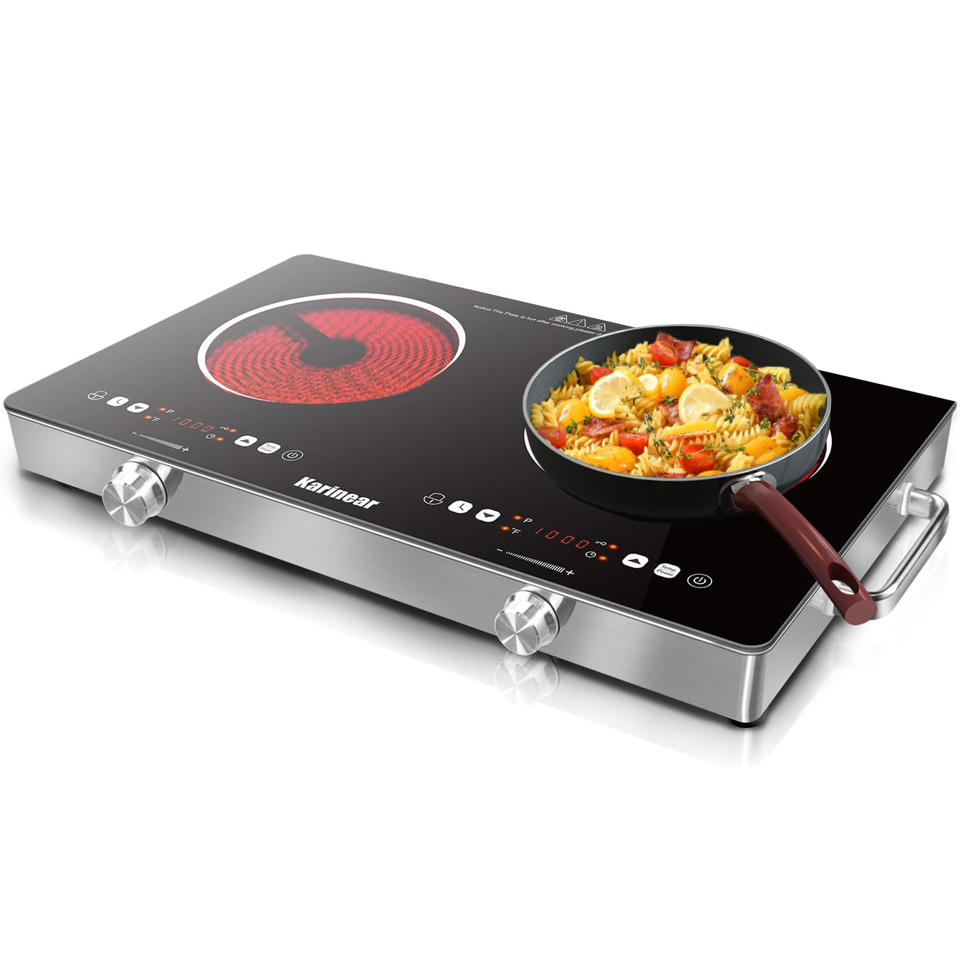 Induction Cooktop Portable - Karinear Ceramic Hob 2 Zones, 3200W