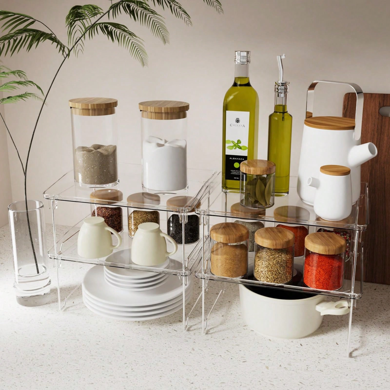 2 Pcs Cabinet Organizer Shelf, - đánh giá và giá Kitchen Appliances Cabinet