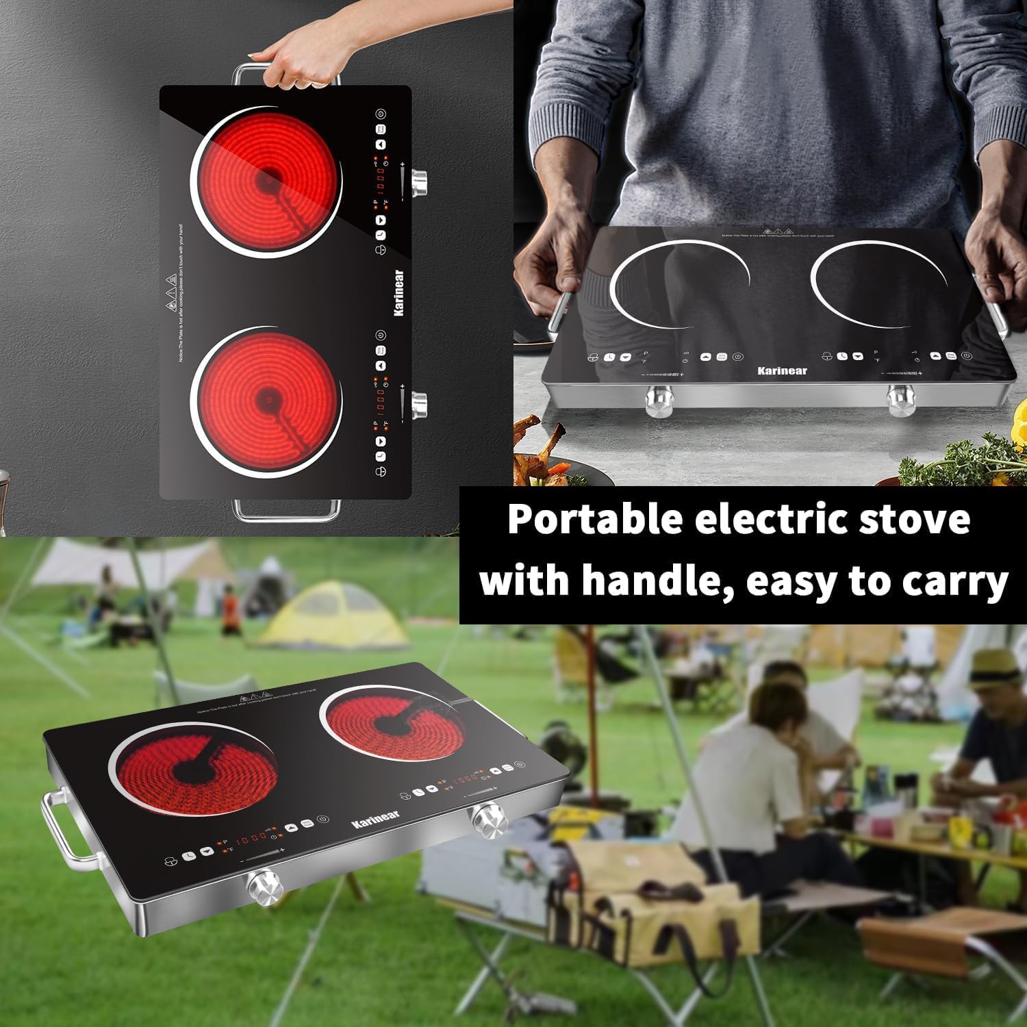 Karinear Ceramic Hob 2 Zones,  - đánh giá và giá Induction Cooktop Portable